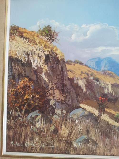 Stunning Michael Albertyn. South African Mountain Scene. Excellent condition, framed.