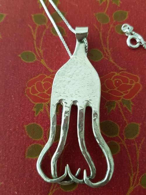 Hallmarked Fork Pendant. Solid Sterling Silver plus Silver Chain. 12.2 grammes.