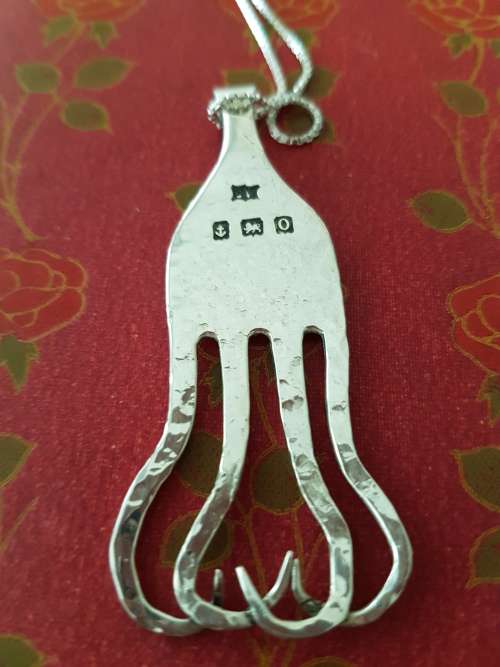Hallmarked Fork Pendant. Solid Sterling Silver plus Silver Chain. 12.2 grammes.