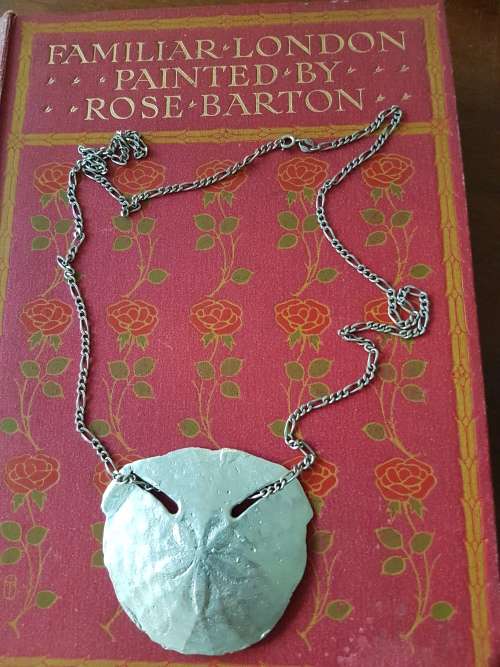 Huge Life Size Solid Sterling Silver  Pansy Shell Pendant. 56.4 grams of solid silver!!