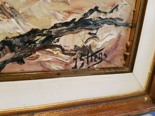 Joseph Stiens. Etosha Scene. Namibian Artist. Original oil on board, framed with certificate.