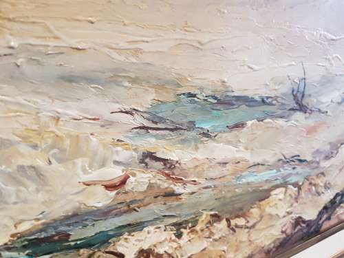 Joseph Stiens. Etosha Scene. Namibian Artist. Original oil on board, framed with certificate.