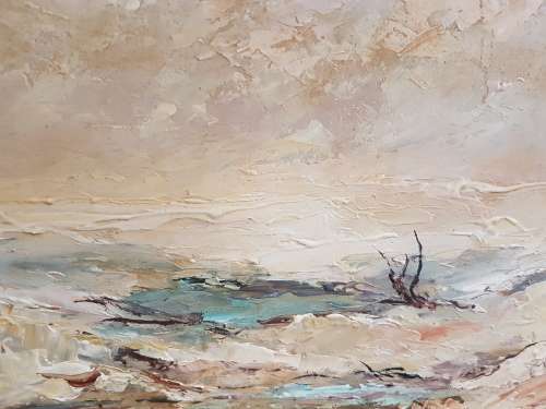 Joseph Stiens. Etosha Scene. Namibian Artist. Original oil on board, framed with certificate.