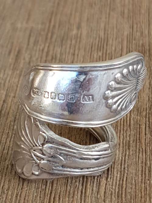 Sterling Silver A1 Plate Decorated Spoon ring. Stylish.  Comfort fit .