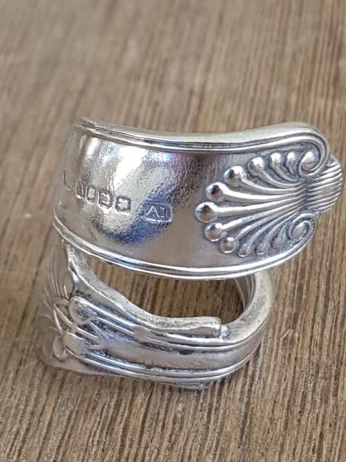 Sterling Silver A1 Plate Decorated Spoon ring. Stylish.  Comfort fit .
