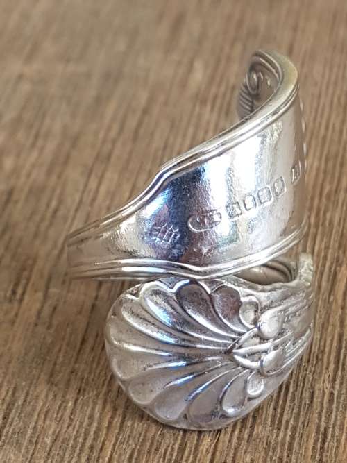 Sterling Silver A1 Plate Decorated Spoon ring. Stylish.  Comfort fit .