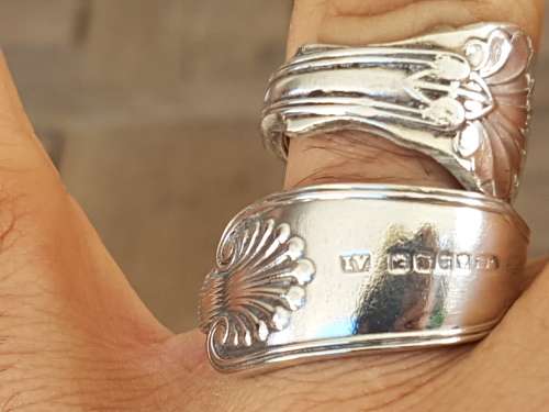 Sterling Silver A1 Plate Decorated Spoon ring. Stylish.  Comfort fit .