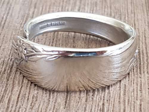 Sterling Silver  Plate Lilac Flower Decorated Spoon ring. Stylish.  Comfort fit .