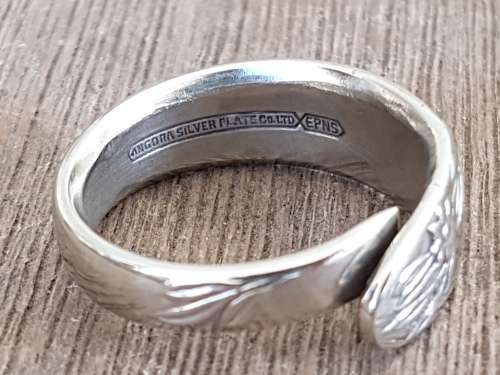 Sterling Silver  Plate Lilac Flower Decorated Spoon ring. Stylish.  Comfort fit .