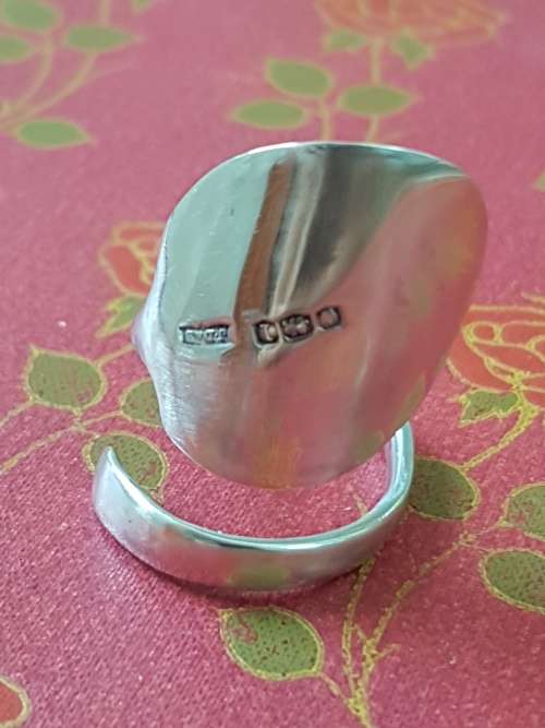 Spoon Ring. Sterling Silver. Hallmark on outside.  Unique. 5.5 grams