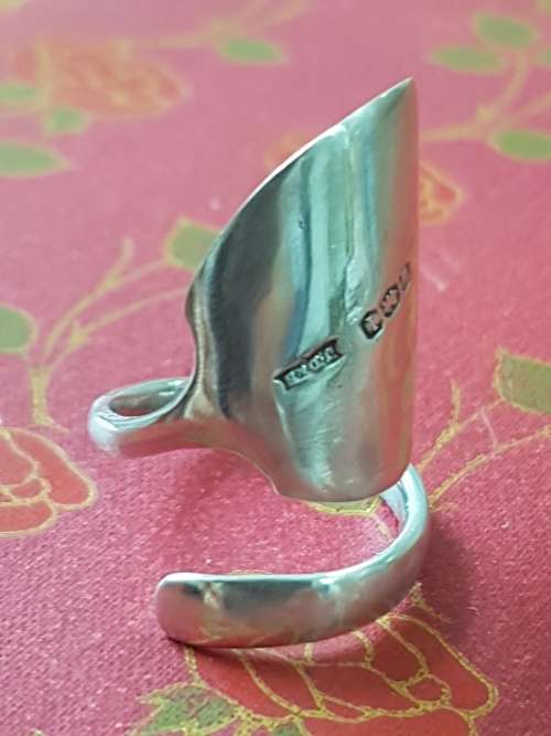 Spoon Ring. Sterling Silver. Hallmark on outside.  Unique. 5.5 grams