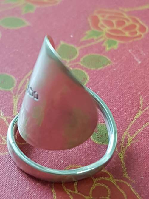 Spoon Ring. Sterling Silver. Hallmark on outside.  Unique. 5.5 grams