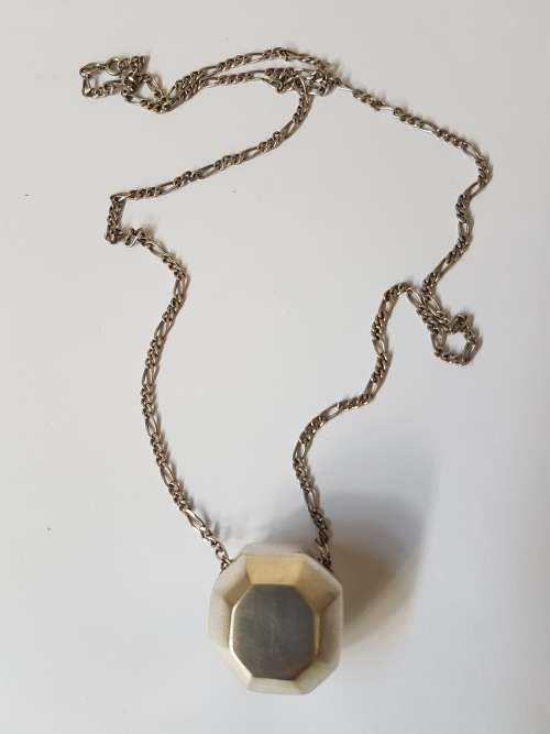 Solid Sterling Silver Heavy Octagonal Pendant. 51.6 grams!!!!! Could also be paperweight.