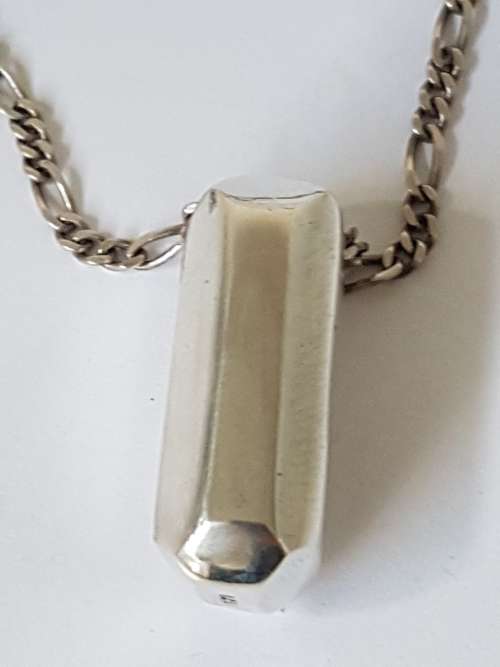 Solid Sterling Silver Heavy Lozenge Bullet Shape  Pendant. 33.3 GRAMS! Chain not included.