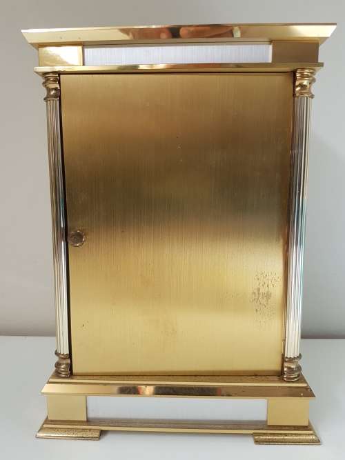 Franz Hermle Mantle Clock with Day/ Date, Month, Moonphase. Heavy. Brass.