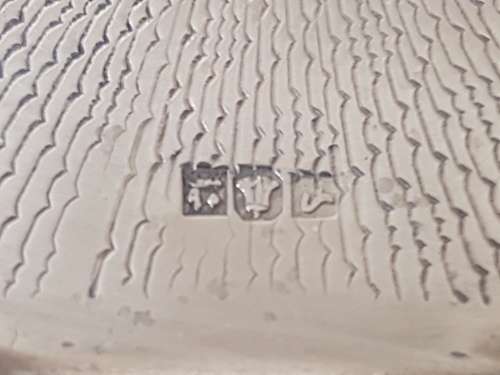 Solid 900 Silver Egyptian Wine Coaster/ Tray with Art Deco Geometric Design, Hallmark. 34.3 grammes!