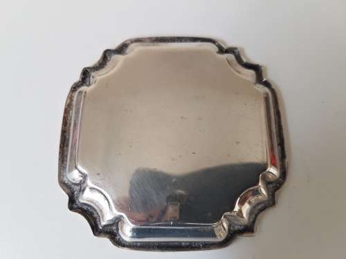 Solid 900 Silver Egyptian Wine Coaster/ Tray with Art Deco Geometric Design, Hallmark. 34.3 grammes!