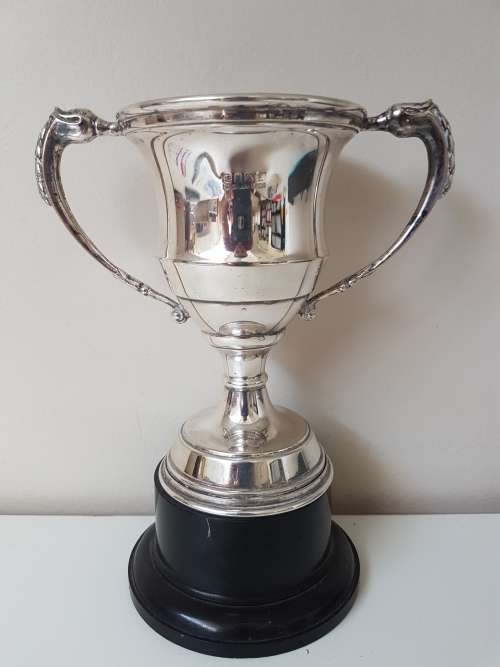 Large Silver Plated Trophy Twin Handled on Plinth. Excellent Condition.