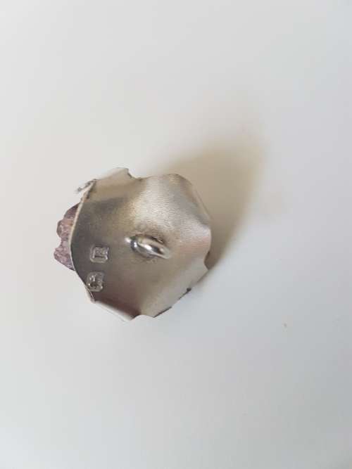 Sterling Silver Amethyst Crystal Pendant. Lion Hallmark. Rough Crystal.