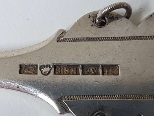 Solid Silver Wedding Spoon from Lapland Finland. Engraved with runic shapes. Ringlet decoration.