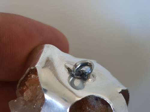 Sterling Silver White Transparent Quartz Crystal Pendant. Rough Crystal. Large.