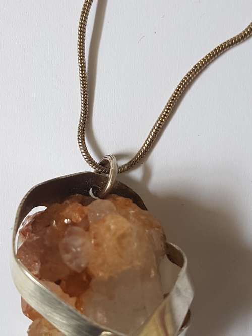Sterling Silver Wrap White Transparent Quartz Crystal Pendant. Rough Crystal. Large.