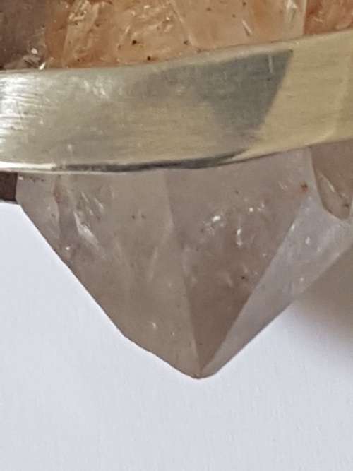Sterling Silver Wrap White Transparent Quartz Crystal Pendant. Rough Crystal. Large.