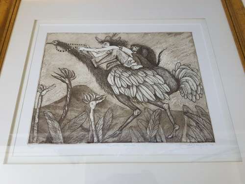 Michelle d'Argent. Limited edition etching: 22/30. Animal Parade  I. Framed.