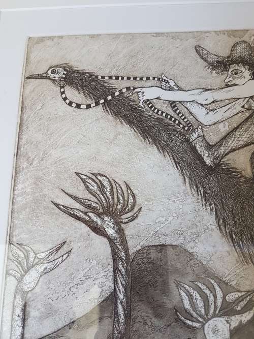Michelle d'Argent. Limited edition etching: 22/30. Animal Parade  I. Framed.