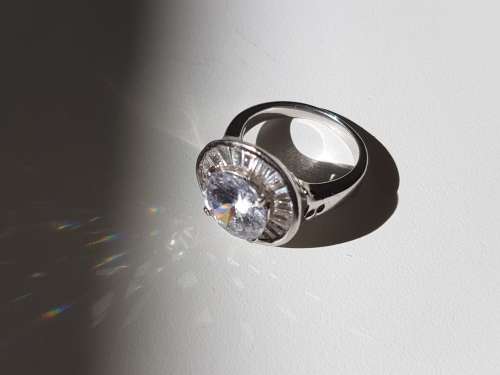 Fabulous White BRILLIANT 4 ct. CZ  Sterling Sliver Ring. 7.3 grams.