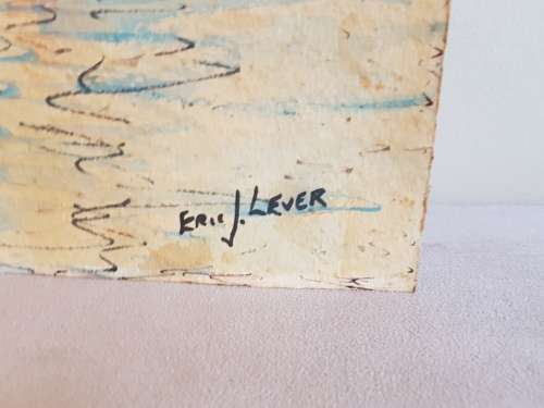 Eric J. Lever. Portofino Italy. Mixed media watercolour in mid-century style.