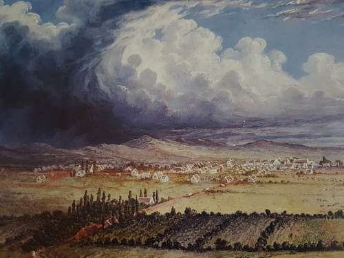 Thomas Baines. Pretoria from Meintjieskop. Rare print of old painting. Hard to find.