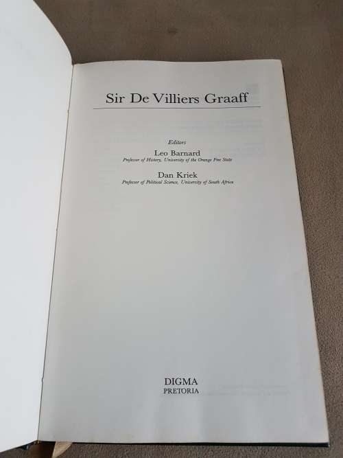 Sir De Villiers Graaff. DELUXE LEATHER SIGNED LIMITED EDITION. Barnard, Leo and Dan Kriek.