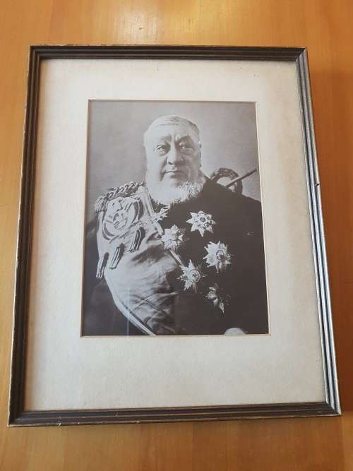 Old photograph of President Paul Kruger, framed.