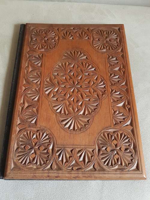 Wood Geometric Carved Panel Folder