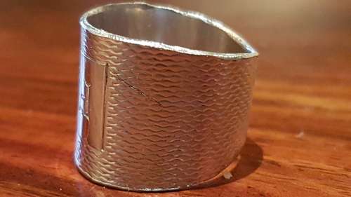 FAB: Engine Turned Design Sterling Silver 9.9 g Ring Deeply Engraved, Art Deco Style.