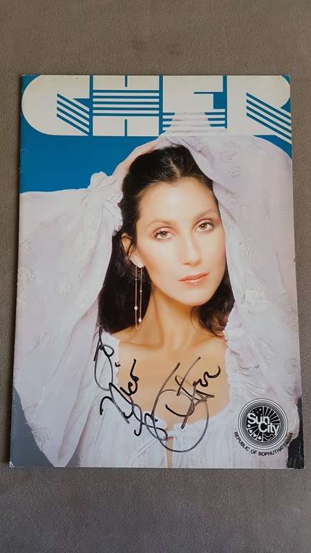 Cher.  Hand-signed and inscribed 1982 Sun City Programme Tour Book