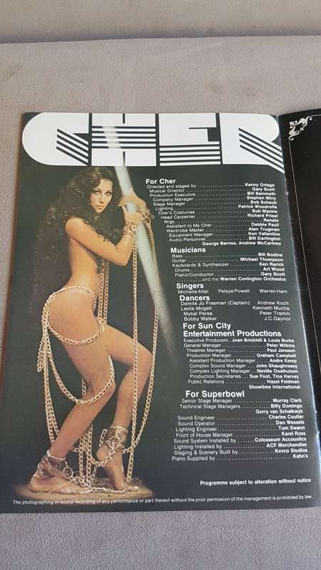 Cher.  Hand-signed and inscribed 1982 Sun City Programme Tour Book