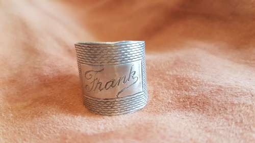Vintage Engraved Ring ` Frank `. Marked 925. Sterling Silver.