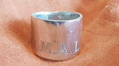 Solid Silver Ring .  Huge.  Engraved M.A.L. 14.2 grammes. Hand Made. Unique One Off.  Not a mould.