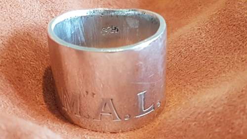 Solid Silver Ring .  Huge.  Engraved M.A.L. 14.2 grammes. Hand Made. Unique One Off.  Not a mould.