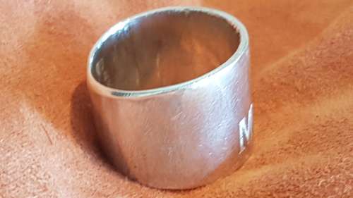 Solid Silver Ring .  Huge.  Engraved M.A.L. 14.2 grammes. Hand Made. Unique One Off.  Not a mould.