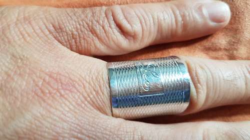LEO Zodiac or Name Sterling Silver Ring . Large 8.4 g engine turned design, hand made, marked 925.