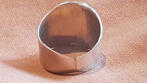 JOAN Name Silver Sterling Ring . Large 7.5 grams engine turned design, hand made, marked 925