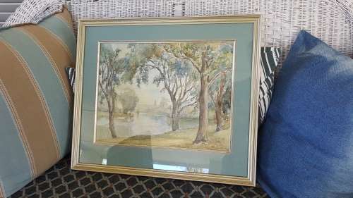 James Herbert Snell ( 1861-1935).  Lake at St. James Park London. Watercolour. Signed, framed