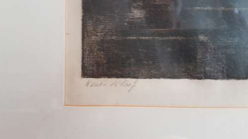 VARNISHED WOODEN FRAME. Tinus de Jongh. Etching of Keurkloof. Beautiful dark imprint.