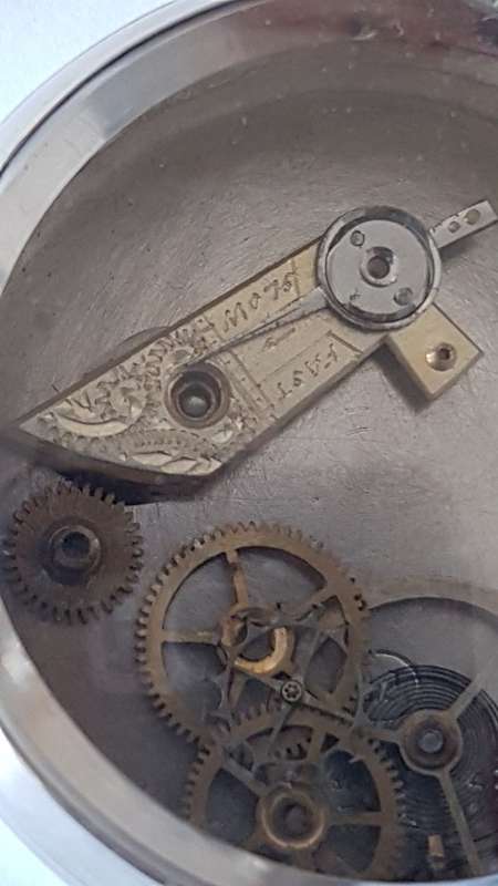 Vintage French Solid Silver Pocket Watch  with Components behind Glass. Steampunk fashion item.