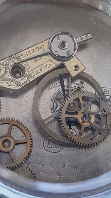 Vintage French Solid Silver Pocket Watch  with Components behind Glass. Steampunk fashion item.