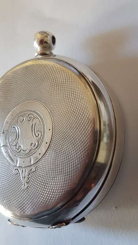 Vintage French Solid Silver Pocket Watch  with Components behind Glass. Steampunk fashion item.
