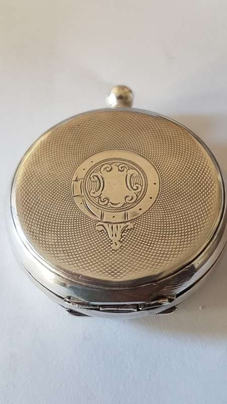Vintage French Solid Silver Pocket Watch  with Components behind Glass. Steampunk fashion item.